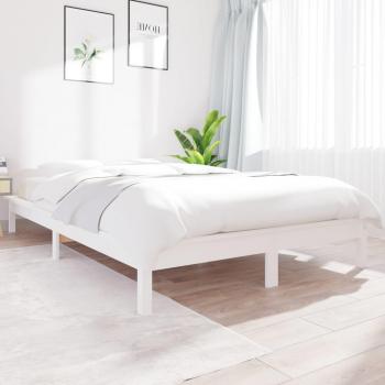 Cama King Size de Madera Maciza de Pino Blanco 150x200 cm