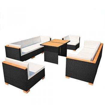 vidaXL Comedor de Jardín 32 Piezas Ratán PE y WPC Negro Muebles para Exterior