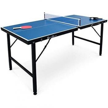 Mini mesa de ping pong plegable Sweeek con accesorios, color azul, dimensiones 150x75x68 cm