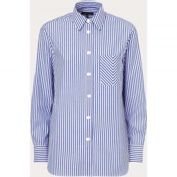 Rag & Bone Women's Maxine Blue Striped Cotton Shirt - Size 14