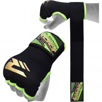 RDX cierre vendas elásticos Guantes Interiores, todo el año, unisex, color negro-verde, tamaño extra-large