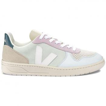 VEJA V-10 Suede Jade White Multico Trainers, Female, Size: 36, Colour: Blue Sue