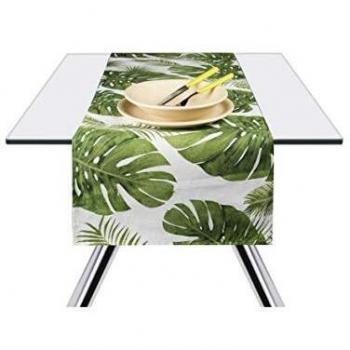 Excelsa Foliage Camino de Mesa, 100% algodón, Verde, 45 x 140 cm
