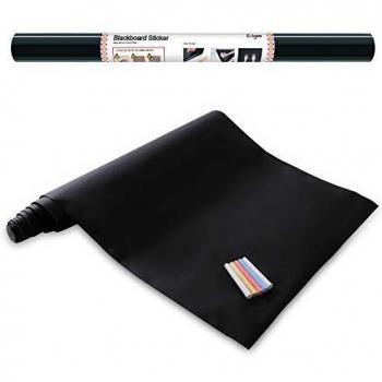 Ezigoo Papel Pizarra Adhesivo Pared 43 x 210 cm - Vinilo Pizarra Negra Adhesiva Escriba Dibuje y Pinte - Borrable, Pizarrón Negro para Escuela, Casa, Cocina, Oficina 1 Rollo con 5 Tizas de Color GRATIS