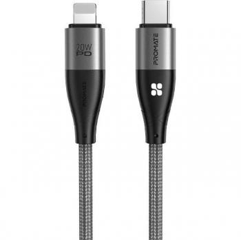 Promate Icord Cable USB-C a Lighting 20W Trenzado 1.2m Negro