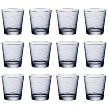 Set de 6 Vasos Bajos de Vidrio Arcoroc Archimede 24cl Transparente con Relieve, Fabricados en Italia, Reciclables, Apto para Frigorífico