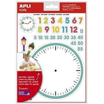 APLI Kids 12789 - Bolsa de gomets, 3 hojas, Las horas