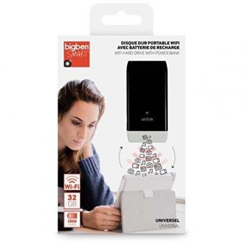 Big Ben Aire Disco de 32 GB - Disco Duro con la función Wi-Fi y una batería integrada, Negro