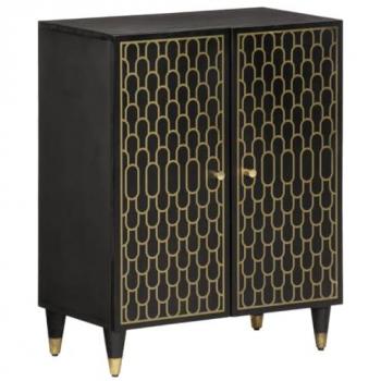 Armario Auxiliar de Madera Maciza de Mango 60x33x75 cm Negro