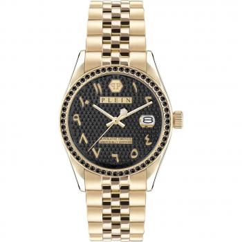 Ladies Philipp Plein Date Superlative Watch - Crystal Gold, Stainless Steel, Yellow, Size: ONE SIZE