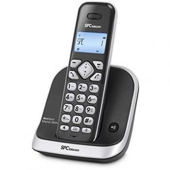 Spc telecom 7261 telefono fijo digital inalambrico pantalla lcd identificador de llamadas negro