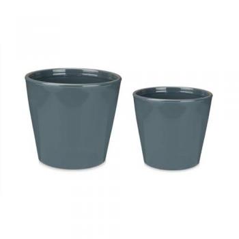 Set de Macetas 2 Piezas Ø 22 cm Ø 28 cm Antracita Arcilla