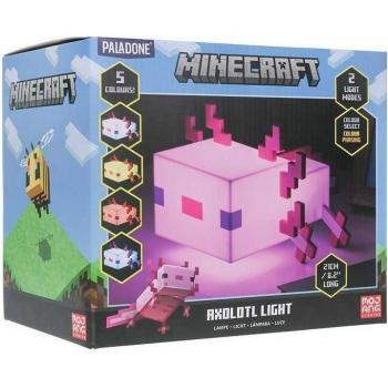 Lámpara de Helicóptero Paladone 13 cm con luz Axolotl Minecraft - Lámpara Oficial, 5 Modos de Color, Decoración para Gamers, Funciona a Pilas