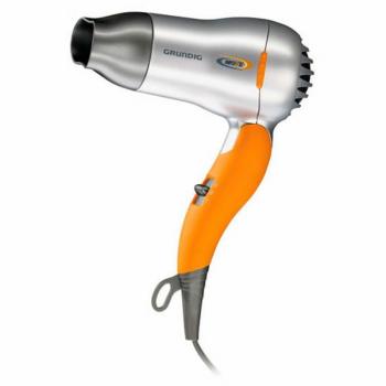 Grundig HD 2509 Secador de Pelo de Viaje Compacto Plegable 1500W Naranja Plata
