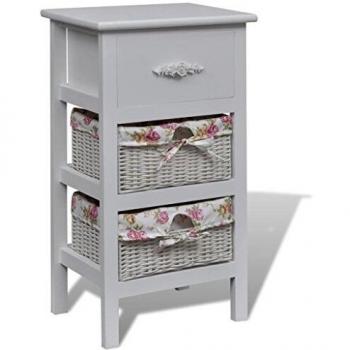 vidaXL Estantería de Almacenamiento con 1 Cajón y 2 Cestas Estante de Almacenaje Habitación Mueble Organizador Madera de Paulwnia Blanco
