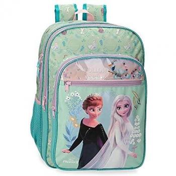 Disney Frozen Follow Your Dreams Mochila Escolar Doble Compartimento Adaptable a Carro Azul 31x42x13 cms Poliéster 16,93L