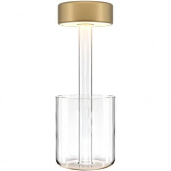 Lámpara de mesa LED recargable AI Collaboration, cristal, dorada