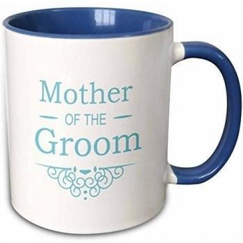 Mensuk Mother of the Groom in Blue Wedding Part of Matching Marriage Party Ceremony Set Fancy Swirls Two Tone Black Mug, 11 oz, Black/White