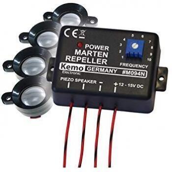 Repelente Ultrasónico de Martas Kemo M094N con Protección Óptica y Altavoces Remotos