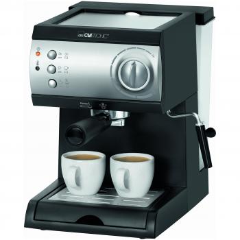 Clatronic 263671 Cafetera Espresso de 15 Bares de presión, 1,5 litros, 1050W, 1050 W, 1 Liter, Plástico, Negro y Plata