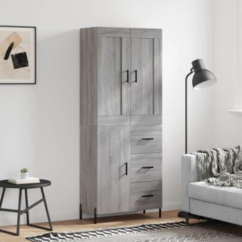 Aparador alto de madera multicapa gris sonoma 69,5x34x180 cm