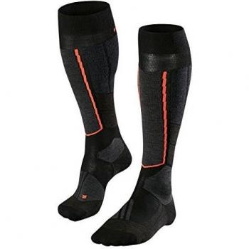 FALKE ST4 Women's Knee-High Ski Socks - Black Virgin Wool, Size 8-9