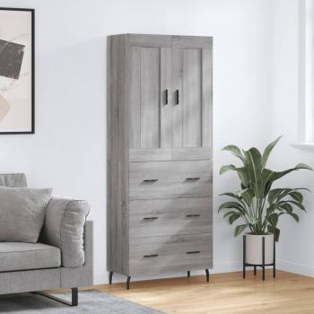 Aparador alto de madera contrachapada gris sonoma 69,5x34x180 cm