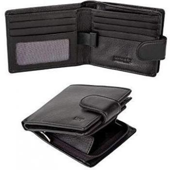Lavalen® Cartera para Hombre RFID de Piel Auténtica Sistema antirrobo Tarjetero Cuero Monedero Hecho a Mano Cremallera Bolsillo Monedas Billetera Juvenil Perfecto para Regalo