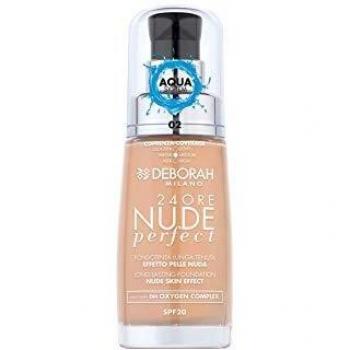 Deborah 24H Perfect Nude Foundation SPF20 - N.02 Beige, Long-lasting Fluid Makeup
