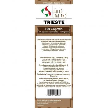 100 Cápsulas de Café compatibles Nespresso sabor Café Trieste, 100 Cápsulas compatible con maquinas Nespresso, Paquete de 5x20 por un total de 100 Cápsulas, 100 cápsulas café molido,Il Caffè italiano