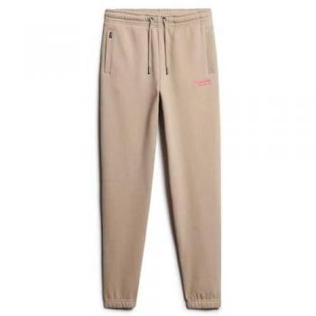 Pantalón Jogger de Mujer Superdry Essential con Logotipo y Puños Elásticos Beige Talla XS