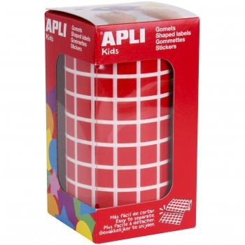 APLI Kids - Rollo de gomets cuadrados 10,0 mm, color rojo