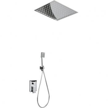 Conjunto de ducha empotrado Gales Imex - Columna Ducha Empotrada sin Grifo | Conjunto de Ducha con Alcachofa y Flexo | Griferia Monomando con Rociador Efecto L