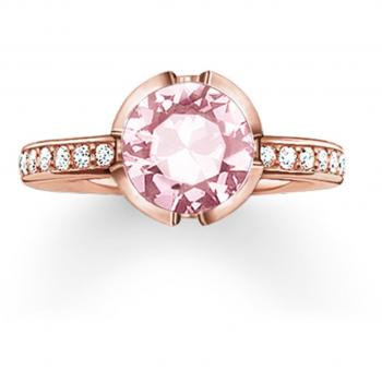 Anillo Thomas Sabo Mujer TR2035-633-9-50, Anillo de plata de ley 925, con detalles en oro rosa, talla 50