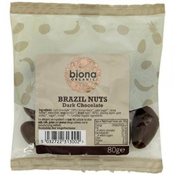 Nueces de Brasil Orgánicas Cubiertas de Chocolate Negro 80g