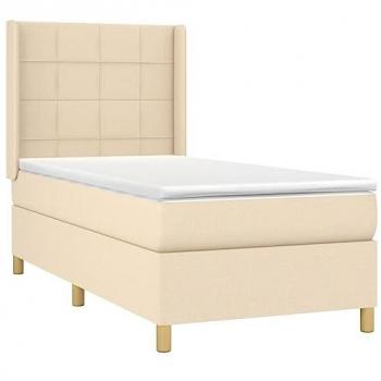 Cama Box Spring con Colchón de Tela Color Crema 90x200 cm