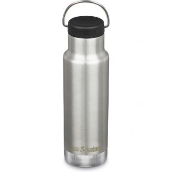 Klean Kanteen - Botella térmica Insulated Classic 12oz (355ml) de acero inoxidable con tapón Loop Cap, color plateado