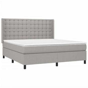 Cama box spring con colchón tela gris claro 180x200 cm - Gris Claro, estructura de cama de matrimonio, incluye somier, diseño moderno y elegante, ideal para dormitorio o habitación interior