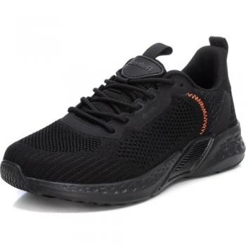 Zapatillas deportivas para mujer con cordones y tejido flexible, color negro, talla 41