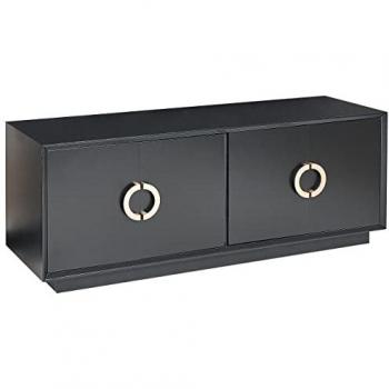 Aparador Moderno Negro con 4 Puertas y Manijas Doradas, MDF, Estantes para Almacenaje, 120 x 40 cm