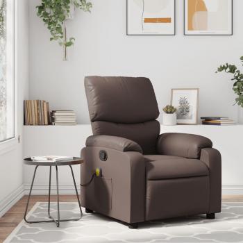 Sillón de masaje reclinable de cuero sintético marrón Vidaxl con características de masaje, diseño ergonómico, reposabrazos acolchados y estructura resistente