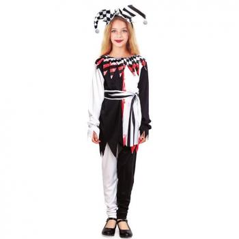 Disfraz de Bufona Asesina Bicolor para Niña Infantil - Ideal para Fiestas, Halloween, Carnaval y Teatro