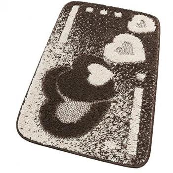 Alfombra de baño suave antideslizante absorbente corazón marrón 50x110 cm 100% Made in Italy
