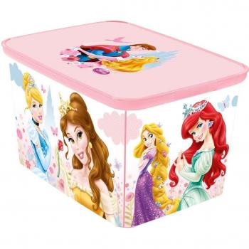 Curver Deco 217787 Amsterdam Princess - Caja de polipropileno de usos múltiples, dimensiones: 40 x 30 x 24 cm, con fotos de princesas, de color: rosa