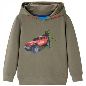 Sudadera Infantil con Capucha Estampado Todoterreno Color Caqui 140