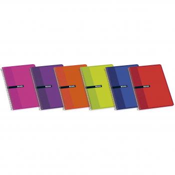 Enri, Pack de 10 Cuadernos A4 con Espiral, Tapa Blanda, 80 Hojas Lisas Blancas, Colores Surtidos