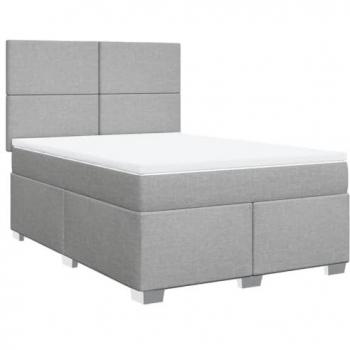 Cama box spring con colchón tela gris claro 140x200 cm