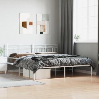 vidaXL Metal Bed Frame without Mattress with Headboard White 183x213cm
