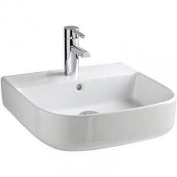 Lavabo lavamanos sobre encimera, colección Mid, 45 x 45 x 14,7 centímetros, color blanco