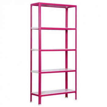 Estantería SimonRack CLICK MINI 5/300 Rosa/Blanco, sin tornillos, 1800x800x300 mm, 5 estantes, capacidad de 150 Kgs, estilo industrial, metálica